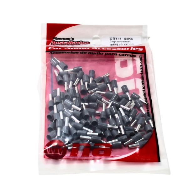 100Pk/12 Gauge Wire Ferrules Gry IS-TFK-12 Audiopipe Installation Solution