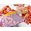 Hontense Comb Flower Comb, Small Flowers, Japanese Pattern (Red Type) with Case ~ (Fine Teeth)