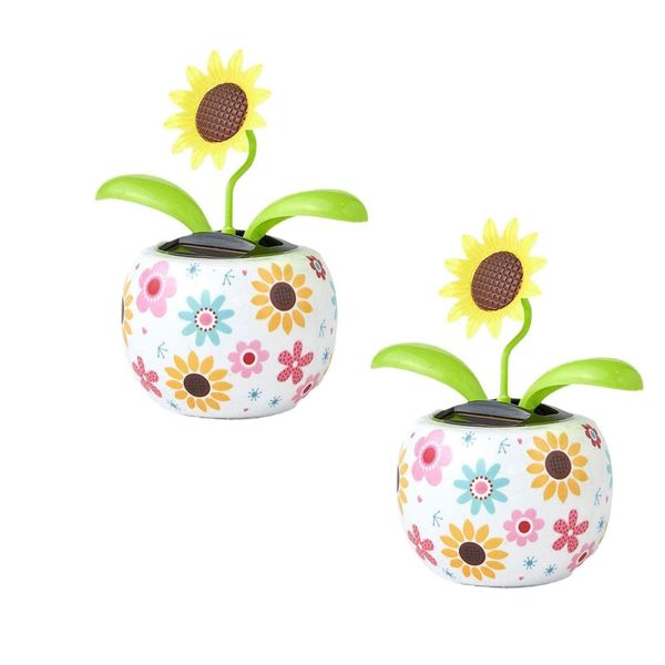 2Pcs Sunflower Solar Dancing Flower Solar Dancing Solar Toys,Solar Powered Swinging Animated Dancer Toy Office Desk Car Decoration for Car,Funny Ornaments Learning and Education