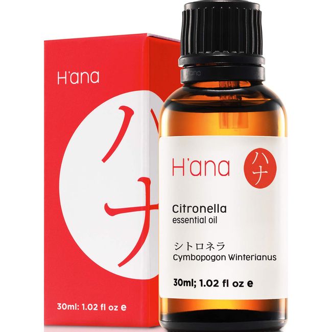 Hana Citronella Essential Oil - Outdoor Protection and Boosts Positivity - for Worry Free Fun - 100 Pure Therapeutic Grade Citronella Oil for Aromatherapy and Topical Use - 30ml