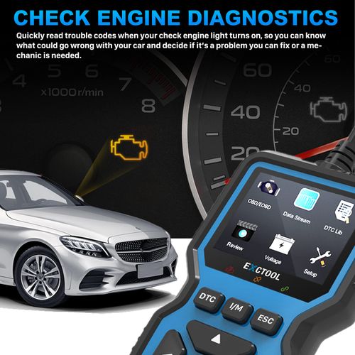 Exctool OBD2 Scanner Car OBD II Code Reader Auto Enhanced Full OBD Mode Check Engine Diagnostic Scan Tool for All 2001+ Petrol & 2004+ Diesel Vehicles
