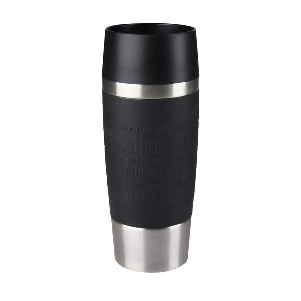 Emsa Travel Mug Classic | 360 ml | Thermobecher | Isolierbecher | hält 4h heiß/ 8h kalt | 100% dicht | auslaufsicher | Quick-Press-Verschluss | 360°Trinköffnung | schwarz | 1 Stück