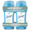 Secret Deodorant Shower Fresh Solid 2.6oz Great Valu Twin Pk