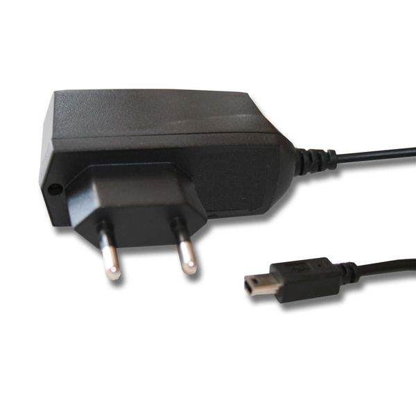 vhbw Mini-USB Ladegerät Universal Ladekabel mit Netzstecker 1,0 A / 5V Schwarz