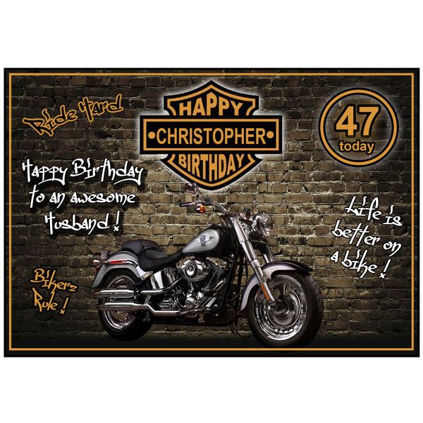 Personalised Graffiti Biker Birthday Card - Stunning !