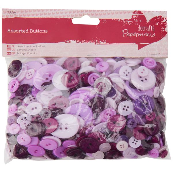 Papermania 250 g Assorted Buttons, Purple