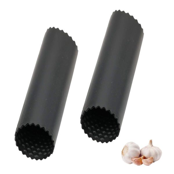 JUHONNZ Silikon Knoblauchschäler,2 Stücke Easy Roller Knoblauch Sparschäler Einfaches Nützliches Küchenwerkzeug Küchenzubehör Schäler aus Silikon Schwarz