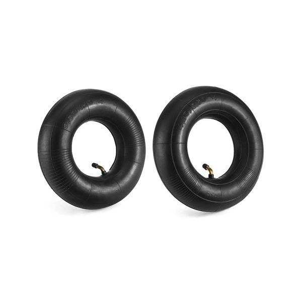 QWORK® 2 Pieces 4.10/3.50-4 Wheelbarrow Inner Tube, Replacement Inner Tubes, Bent Valve, for Lawn Movers, Hand Trucks