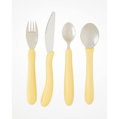 Homecraft Caring Cutlery, For Weak Grip, Arthritis Aids, Knife/Fork/Spoon/Teaspoon, Easy Grip Eating Utensils for Elderly or Disabled, White Handle, Ivory, 4 count (Pack of 1)