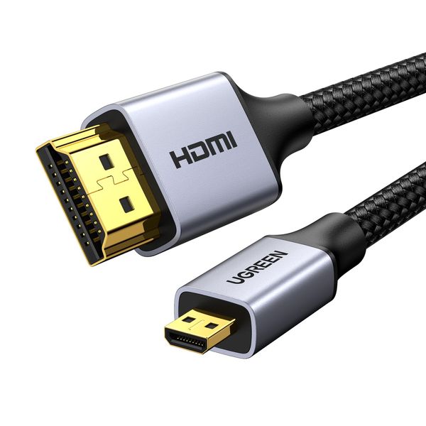 UGREEN Micro HDMI Kabel 4K Micro HDMI auf HDMI Kabel Micro HDMI 2.0 Kabel mit Ethernet 3D Full HD 1080P HDR ARC kompatibel mit Raspberry Pi 5/4, Kamera, TV usw.(1M)