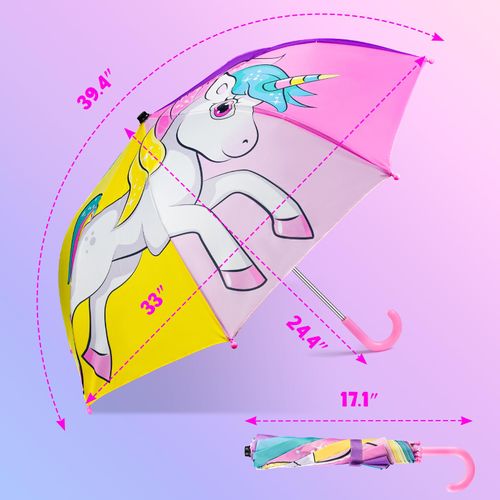 EAONE Kids Umbrella, Windproof Auto Open Stick Umbrellas for Rain Toddler Girls Boys Gifts