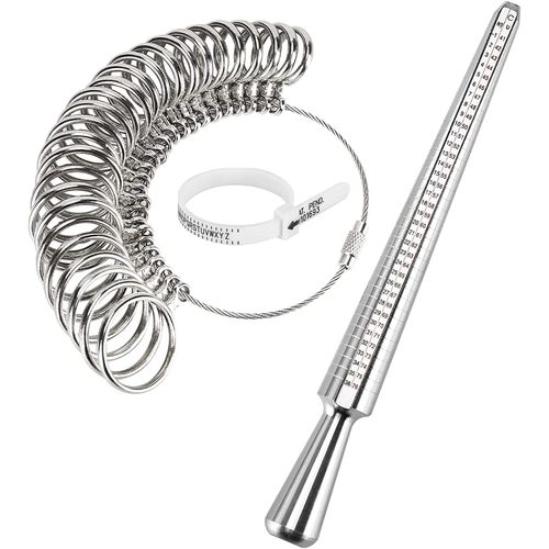 Ring Sizer UK Ring Measurement Tool, Aluminum Ring Mandrel Dual Size Measuring Finger Gauge A-Z Metal Steel Jewellery Tool Measure Scales Kit for Women Men Rings