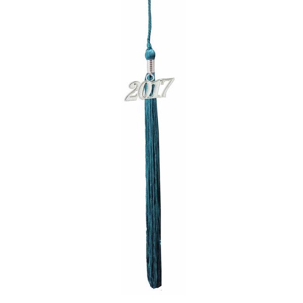Graduation Tassels with Silver 2017 Year Charms (Teal)