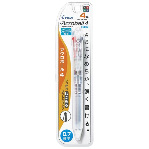 Pilot PBKAB45FNCC 4 Color Ballpoint Pen, Acroball4, 0.7, Non Color