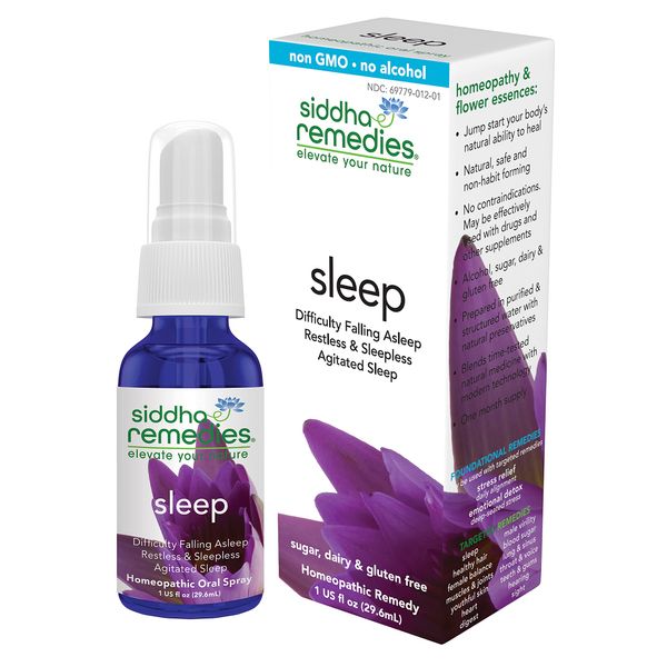 Siddha Remedies Sleep Aid Spray for Adults & Children | Induces Natural Sleep by Releasing Stress & Worry | 100% Natural Homeopathic Remedy with Cell Salts & Flower Essences for Deep Restful Sleep