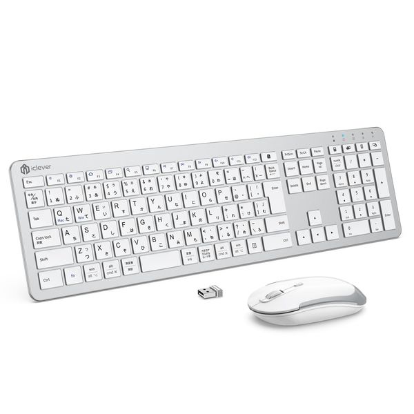 iClever IC-BK31 Combo Keyboard Wireless Mouse Set, Wireless, Quiet, JIS Japanese Arrangement, Type-C Rechargeable, Numeric Keypad, 2.4 G, Mouse, 3 Levels DPI Full Size, Durable, Ergonomic Design,