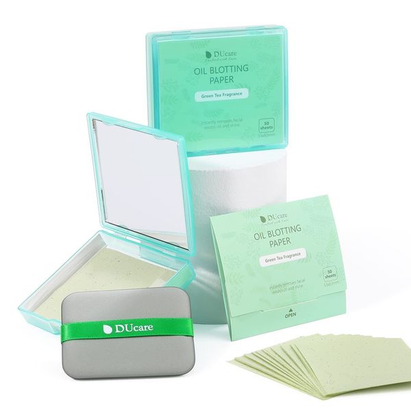 Oil Blotting Sheets for Face, DUcare 100 Counts Green Tea Blotting Paper For ...