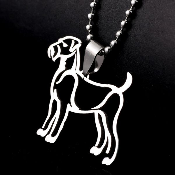 Stainless Steel Airedale Outline Silhouette Pet Dog Charm Pendant Necklace