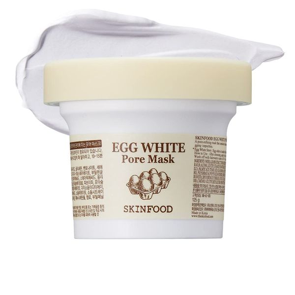 [SKINFOOD] Egg White Pore Mask 120g (4.23 Fl Oz), Clay Mask Pore Tightening Exfoliator, Sebum Absorption Hydra Exfoliant (4.23 oz)