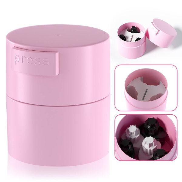 Buqikma Eyelash Glue Storage Container, Pink Sealing Extension Eyelash Glue Jar Storage Tank with Bottom Sealed Adhesive Stand Activated Storage for Eyelash Extension (Pink)