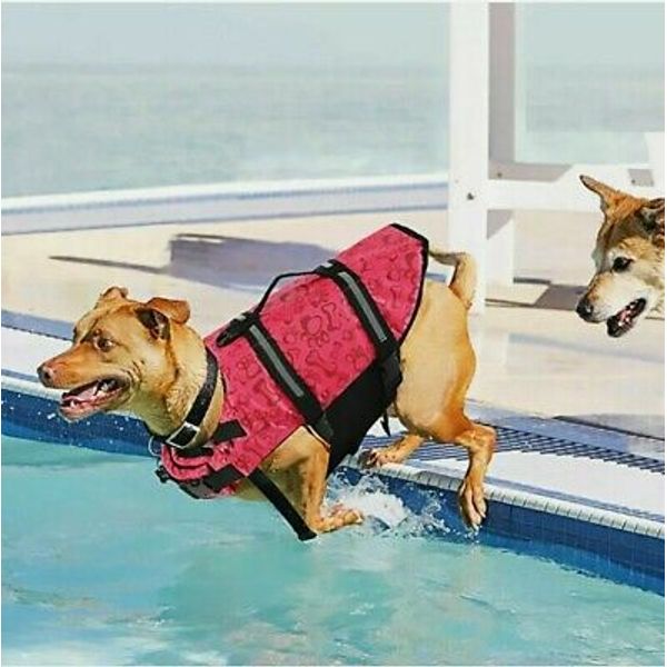 Pet Swimming Safety Vest Dog Life Jacket Reflective Stripe Adjustable USA SZ S