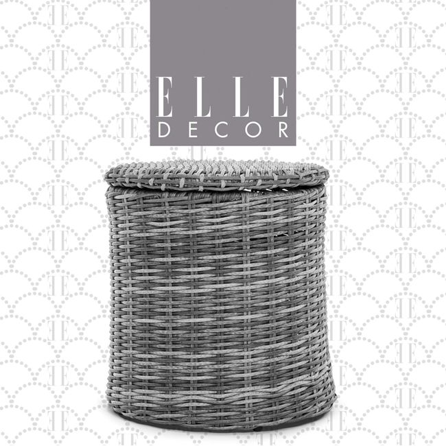 Elle Decor Patio Outdoor Furniture Collection Premium All Weather Wicker, Storage Side Table, Gray