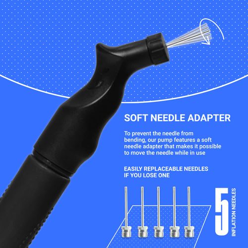 SPORTBIT Ball Pump with 5 Needles - Push & Pull Inflating System - Great for All Exercise Balls - Volleyball Pump, Basketball Inflator, Football & Soccer Ball Air Pump - Goes with Needles Set