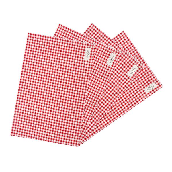 wellhouse Placemat, Cotton, Linen, Large, 23.6 x 15.7 inches (60 x 40 cm), Checkered Pattern, Cloth, Dining Table Mat, Set of 4, Red, L