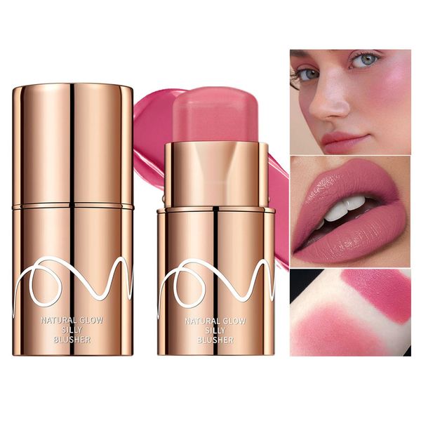 Prreal Cream Blush Stick, Moisturising Matte Lipstick Blush for Cheek, Multifunctional Blush for Lips, Waterproof Shadow Face Makeup Blusher, Natural Color Rending Blush Pen(04 Morning Rose)