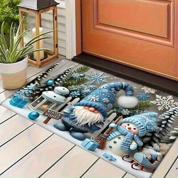 Front Door Mat Entrance Fiber Floor Rug Non-Slip Welcome Christmas Outdoor Gift