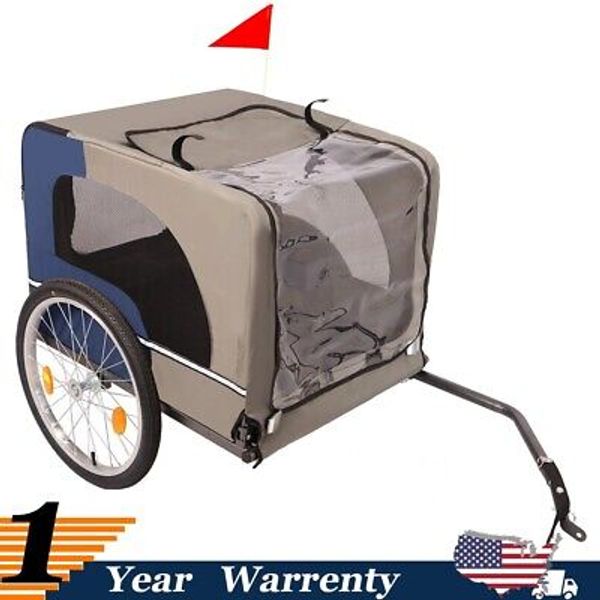 Dog Bike Trailer Mesh Dog Cart Folding Pet Carrier Wagon 20" Wheels 3 Entrances