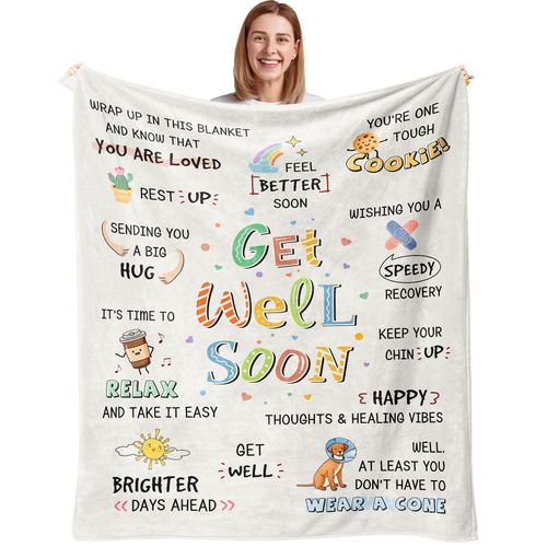 Julazy Get Well Gifts For Women/Men After Surgery Blanket 50"X60", Cancer Care Gifts For Women, Surgery Recovery/Feel Better Gift, After Surgery Must Haves, Get Well Soon Gift, Comfort Gifts For Women