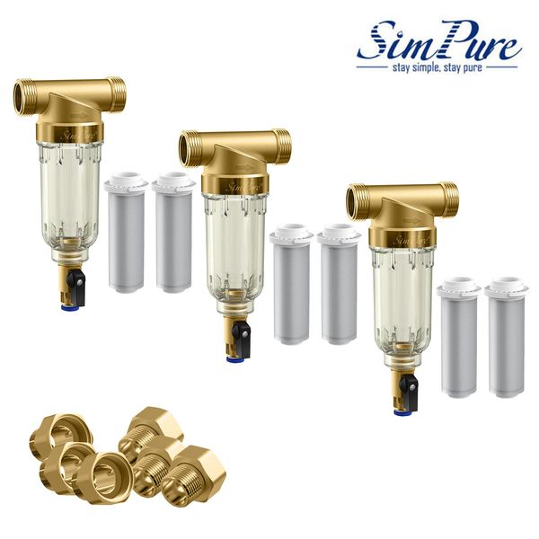 3Pack SimPure Home Whole House Water Filter Spin Down Sediment Pre-Filter System