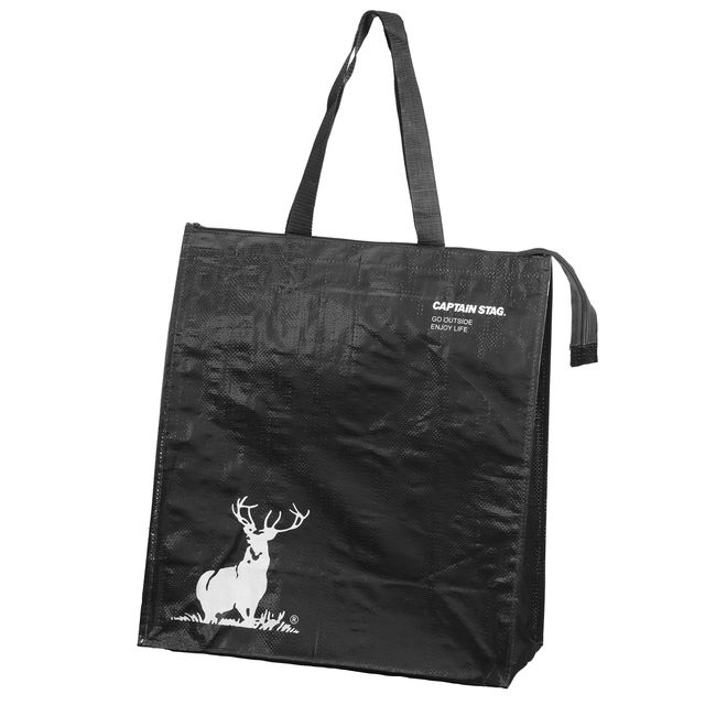 Captain Stag UL-2024 Eco Bag, Bag, Multi-Bag, Large Size (W x D x H): 17.7 x 8.5 x 19.7 inches (450 x 215 x 500 mm), Capacity: 14.7 gal (40 L) with Zipper, Inner Pocket, Black