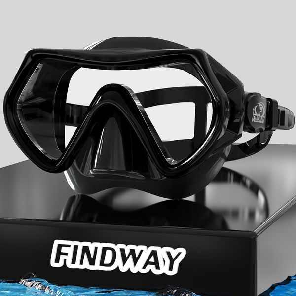 Findway Snorkel Mask,180°view Snorkelling Mask Adult & Junior, Diving mask Anti-Fog & Anti-UV Tempered Glass, Wide View Snorkel Mask, Easy Adjustable Strap Mask for Diving, Snorkelling and Swimming