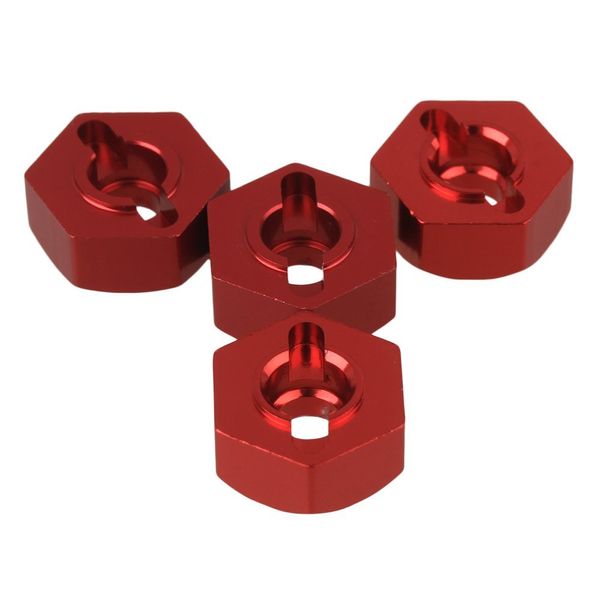 Mxfans 4pcs 12mm Aluminum Alloy Wheel Hub Hex for RC1:10 Model Car Upgrade Parts 122042 (Red)