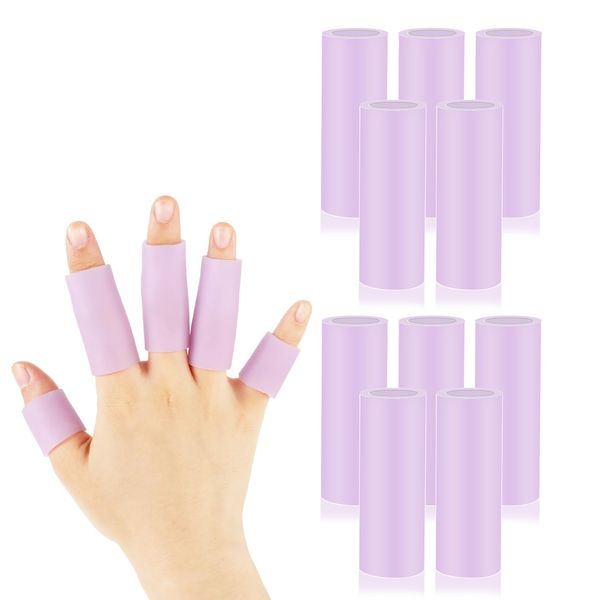 salbsever 10 PCS Finger Sleeves Rubber Finger Protectors Finger Gel Sleeve Silicone Finger Cots Finger Covers Cushions and Protects Finger Shield Provide Relief for Cracked Finger