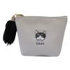 Cat All Ship Shape Face Embroidery Pouch, gray