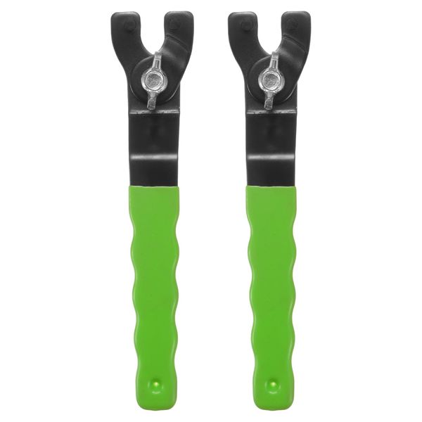 sourcing map 2pcs Angle Grinder Wrench 0.47"-2.1"(12-54mm) Range Universal Adjustable Lock Nut Pin Replacement Wrenches Spanner, Green