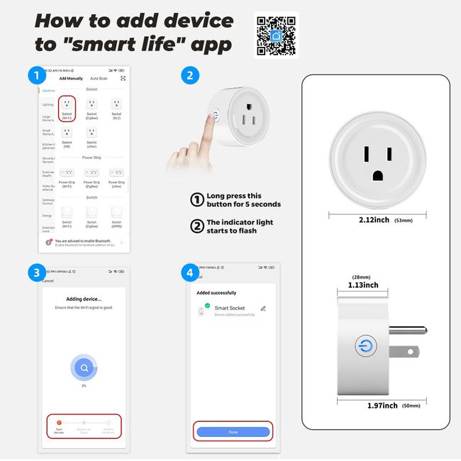 20A Tuya Smart WiFi Plug US Wireless Control Socket Outlet with Energy  Monitering Timer Function 