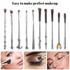 [10 PCS] Makeup Brush Set Metal, Silver Handle Wizard Wand for Foundation Blush, Eyeshadow, Face Concealer, Eyeliner Contour, Powder Liquid Eye, Anime Gift for Girls Women