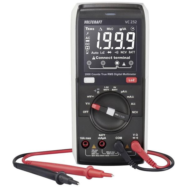 VOLTCRAFT VC232 Handheld Multimeter Digital CAT III 600 V Display (Counts): 2000