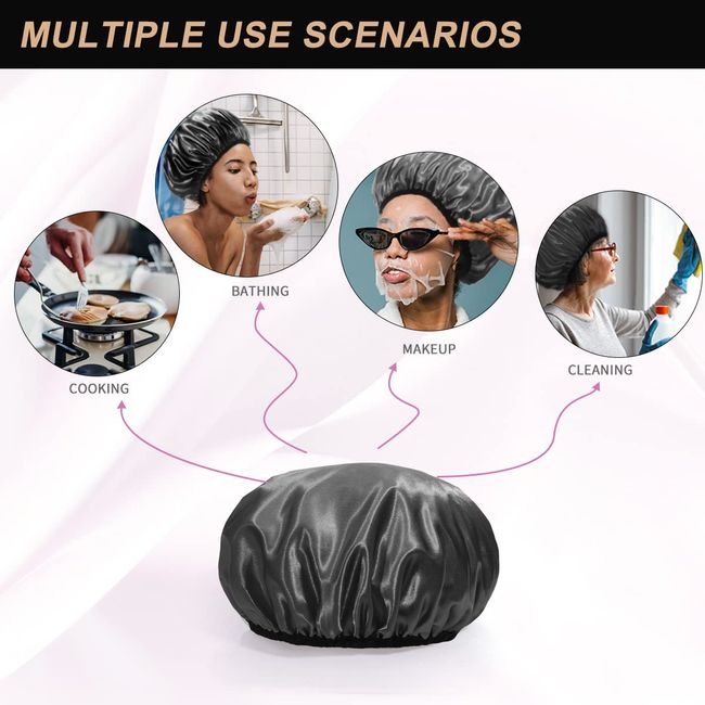 Aquior Large Satin Bonnet Sleep Cap, 2 Pcs Long Silk Bonnet for Braids  Bonnets for Black Women No Fading Silk Elastic Well-Sealed Band Hair Cap