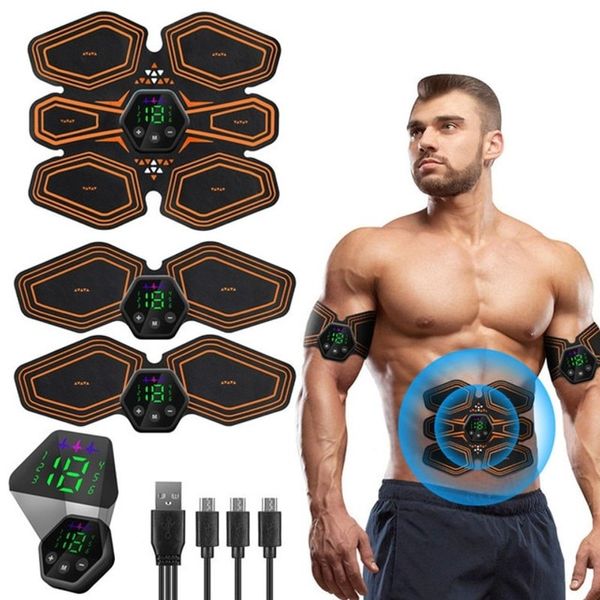 Abdominal Belt Massage Massager EMS Electric Muscle Stimulator Home Gym Equipment USB Rechargeable Body, Yellow