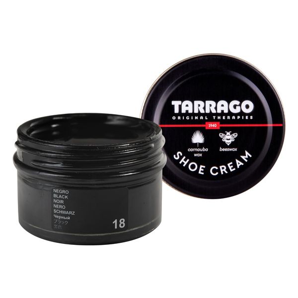 Tarrago Shoe Cream Professional Shoe Polish for Leather Boots, Shoes, Purse, Furniture Eco Friendly Leather Conditioner 1.7oz - Black #18