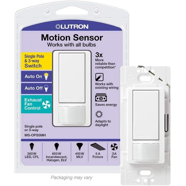 Lutron Maestro Motion Sensor Switch | 5 Amp, Single-Pole/Multi-Location | MS-OPS5M-WH | White