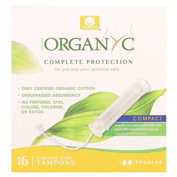 Organic Tampons, Compact, Regular, 16 Tampons