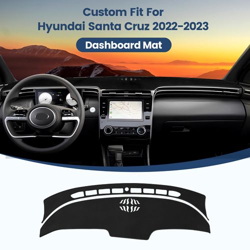 Rilsen Dashboard Cover Mat Custom Fit for Hyundai Santa Cruz 2022 2023 2024 Dash Cover Nonslip Dash Mat Protector Sunshade No Glare Black (Not Fit 12.3-inch Screen) (2 pcs)