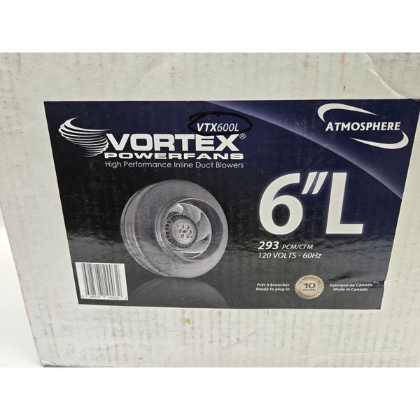 Vortex Powerfans 6" Low Powerfan 278 CFM Galvanized Steel Centrifugal Duct Fan