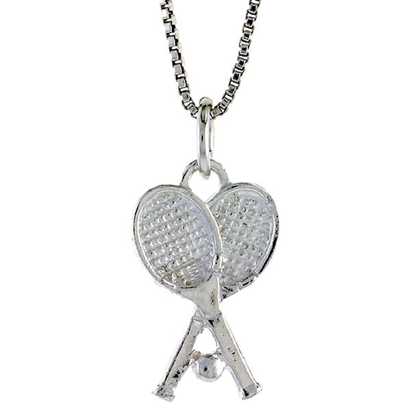 Sterling Silver Tennis Racket Pendant, 3/4 inch Tall